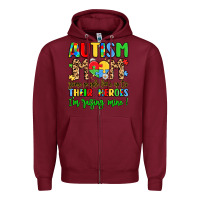 Burgundy autism mom some people look up to their heroes Zipper Hoodie - LillyAllenDesigns