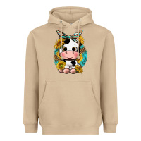 Mushroom cute cow with sunflower and leopard Heavyweight Hoodie - texasbilliewilder