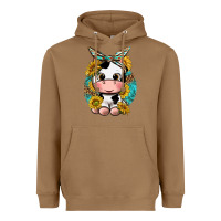 Toasted Coconut cute cow with sunflower and leopard Heavyweight Hoodie - texasbilliewilder