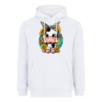 White cute cow with sunflower and leopard Heavyweight Hoodie - texasbilliewilder