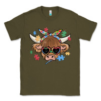 Army Green autism awareness cow Classic Tee - MaliasSmallBusiness