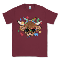 Burgundy autism awareness cow Classic Tee - MaliasSmallBusiness