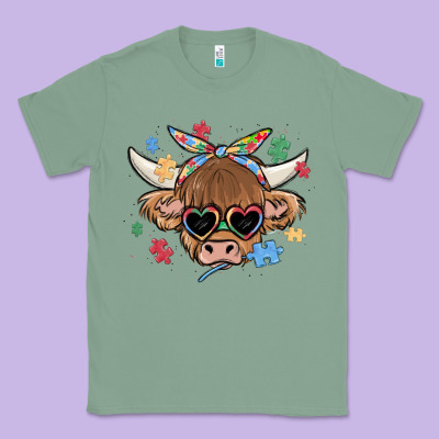 Autism Awareness Cow Classic Tee Designed By Maliassmallbusiness