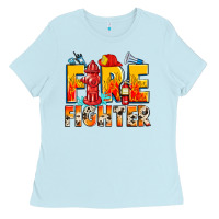 Baby Blue firefighter Ladies Tee - Zillion Design Studio