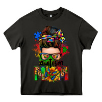 Asphalt autism mom messy bun Heavy Core Tee - Zillion Design Studio