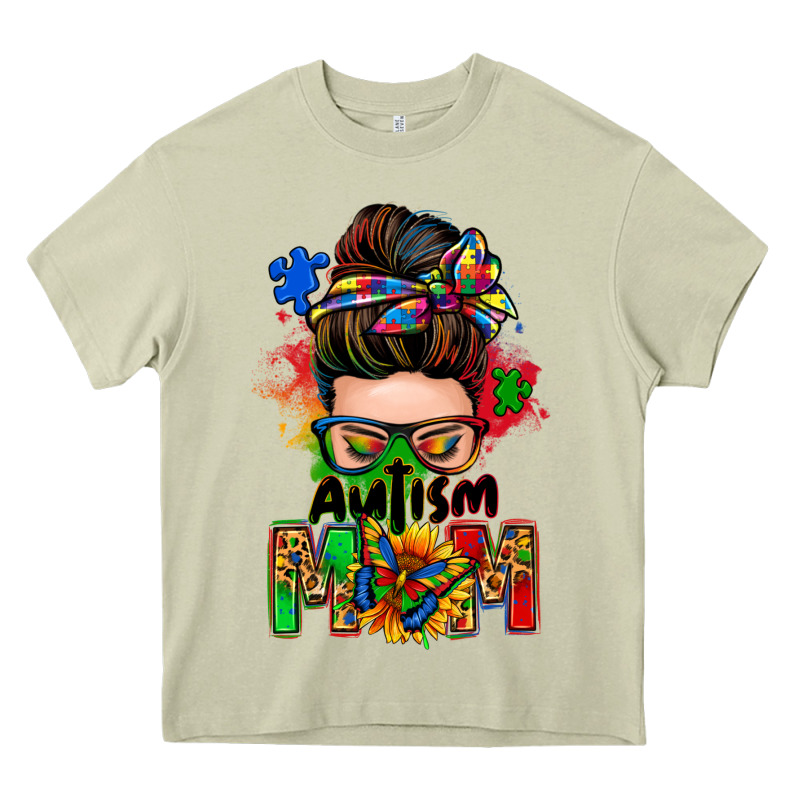 Autism Mom Messy Bun Heavy Core Tee by Zillion Design Studio | Teevron