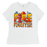 White firefighter Ladies Tee - Zillion Design Studio