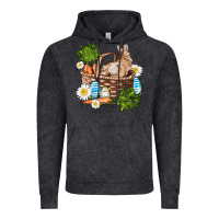 Vintage Black easter bunny in basket wıth carrot and eggs Vintage Hoodie - AdoDesignShop