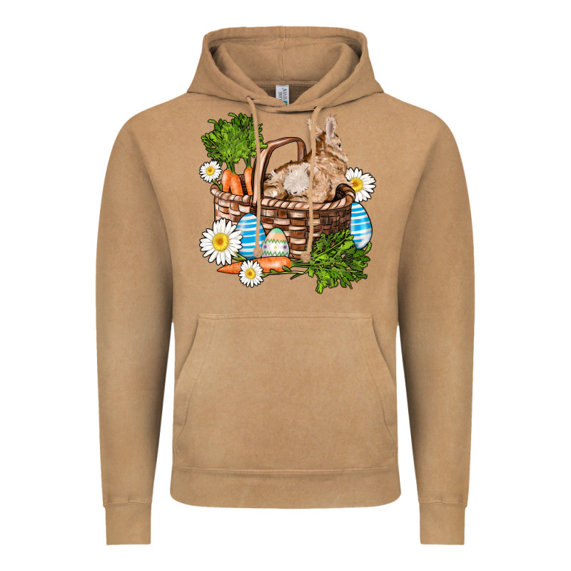Easter Bunny In Basket Wıth Carrot And Eggs Vintage Hoodie by AdoDesignShop | Teevron