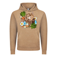 Vintage Coffee easter bunny in basket wıth carrot and eggs Vintage Hoodie - AdoDesignShop