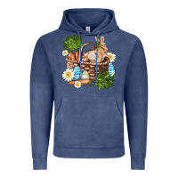 Vintage Denim easter bunny in basket wıth carrot and eggs Vintage Hoodie - AdoDesignShop