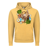 Vintage Mustard easter bunny in basket wıth carrot and eggs Vintage Hoodie - AdoDesignShop