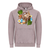 Vintage Zinc easter bunny in basket wıth carrot and eggs Vintage Hoodie - AdoDesignShop