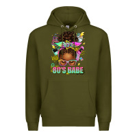 Army Green 80's babe afro messy bun Premium Hoodie - texasbilliewilder