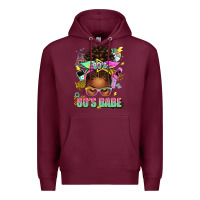 Burgundy 80's babe afro messy bun Premium Hoodie - texasbilliewilder
