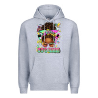 Heather Grey 80's babe afro messy bun Premium Hoodie - texasbilliewilder