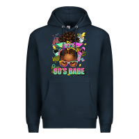 Navy 80's babe afro messy bun Premium Hoodie - texasbilliewilder