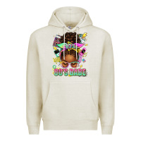 Oatmeal Heather 80's babe afro messy bun Premium Hoodie - texasbilliewilder