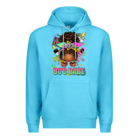 Ocean Blue 80's babe afro messy bun Premium Hoodie - texasbilliewilder