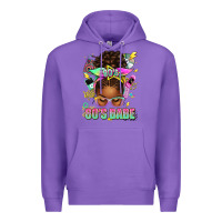 Purple 80's babe afro messy bun Premium Hoodie - texasbilliewilder