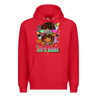 Red 80's babe afro messy bun Premium Hoodie - texasbilliewilder