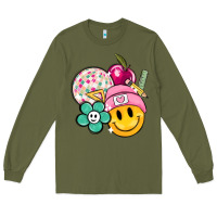 Army Green smiley face and school elementary Long Sleeve Tee - MaliasSmallBusiness