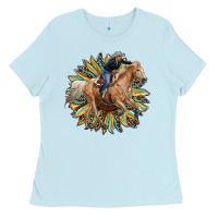 Baby Blue sunflower rodeo Ladies Tee - RanaPortraitStore