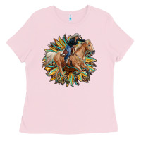 Bubblegum Pink sunflower rodeo Ladies Tee - RanaPortraitStore