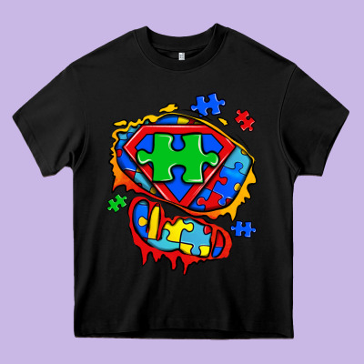 Autism Superhero Ripped Tshirt Heavy Core Tee Designed By Zillion Design Studio