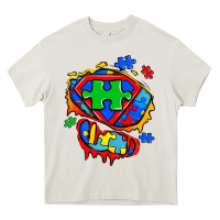 Cream autism superhero ripped tshirt Heavy Core Tee - Zillion Design Studio