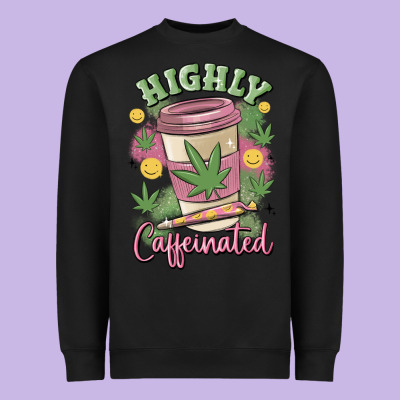 Highly Caffeinated Heavyweight Sweatshirt Designed By Maliassmallbusiness