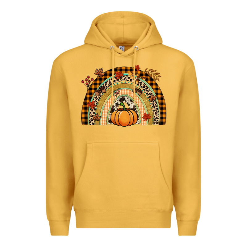 Fall Rainbow Pumpkin Premium Hoodie by NancyCooperArtShop | Teevron