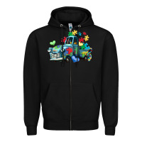 Black autism truck Zipper Hoodie - LillyAllenDesigns