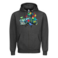Charcoal Heather autism truck Zipper Hoodie - LillyAllenDesigns