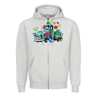 Dove Grey autism truck Zipper Hoodie - LillyAllenDesigns
