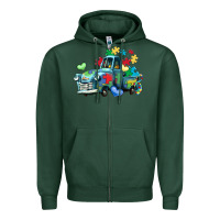 Sports Green autism truck Zipper Hoodie - LillyAllenDesigns