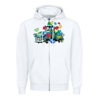 White autism truck Zipper Hoodie - LillyAllenDesigns