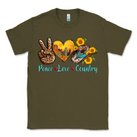 Army Green peace love country cowhide cowboy hat Classic Tee - AdoDesignShop