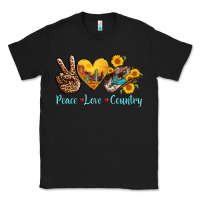 Black peace love country cowhide cowboy hat Classic Tee - AdoDesignShop