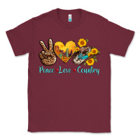 Burgundy peace love country cowhide cowboy hat Classic Tee - AdoDesignShop