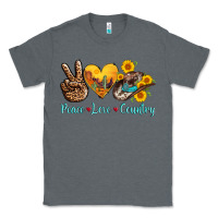 Charcoal Heather peace love country cowhide cowboy hat Classic Tee - AdoDesignShop