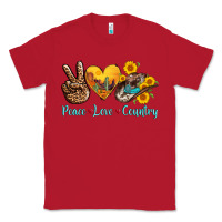 Red peace love country cowhide cowboy hat Classic Tee - AdoDesignShop