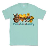 Seafoam peace love country cowhide cowboy hat Classic Tee - AdoDesignShop