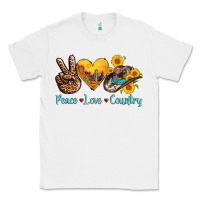 White peace love country cowhide cowboy hat Classic Tee - AdoDesignShop