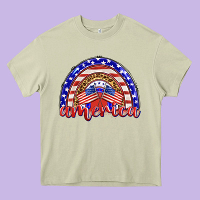 America Rainbow Heavy Core Tee Designed By Barkaloodesign
