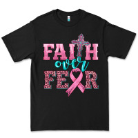 Black faith over fear with cross and ribbon Premium Tee - HRA Design Shop