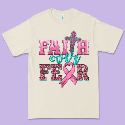 Faith Over Fear With Cross And Ribbon Premium Tee Designed By Hra Design Shop