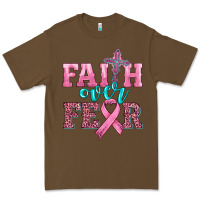 Cacao faith over fear with cross and ribbon Premium Tee - HRA Design Shop