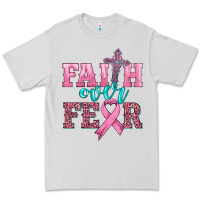 Dove Grey faith over fear with cross and ribbon Premium Tee - HRA Design Shop