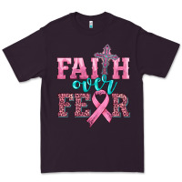 Plum faith over fear with cross and ribbon Premium Tee - HRA Design Shop